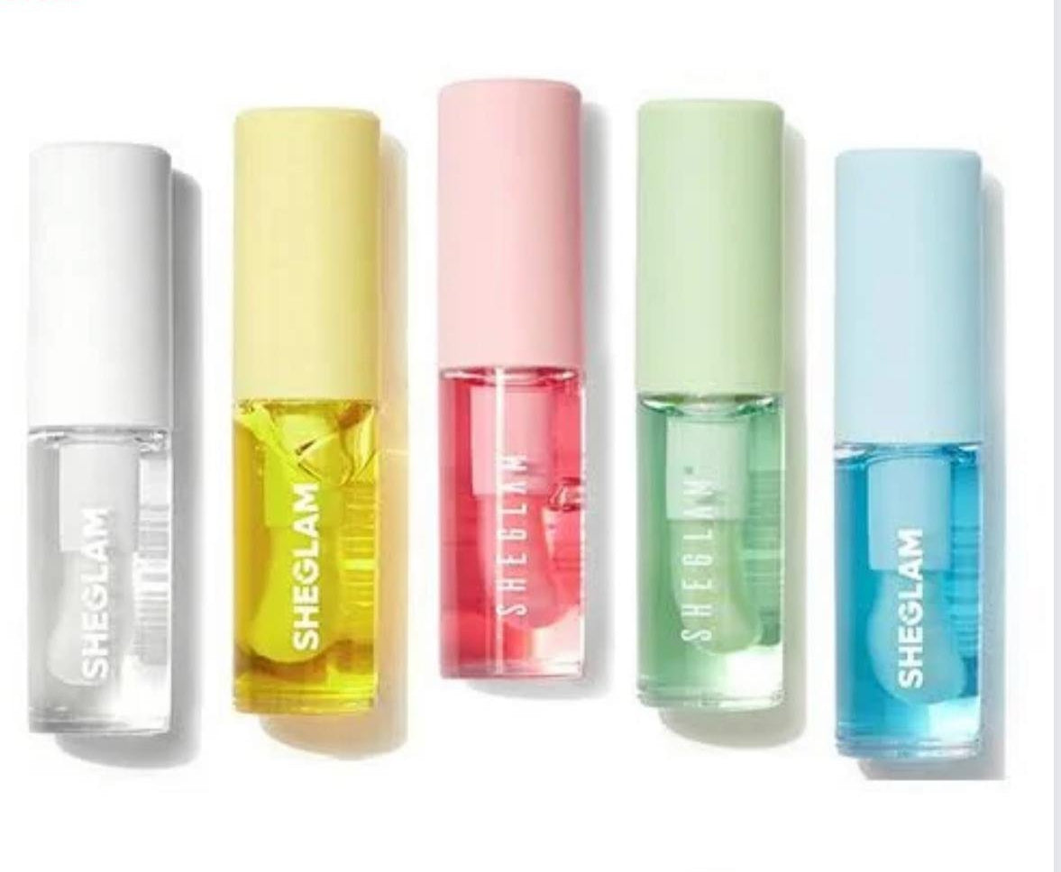 SHEGLAM Jelly Wow Hydrating Non-Sticky Lip Oil Moisturizing Plumping Lip Gloss (Pack of 5 )