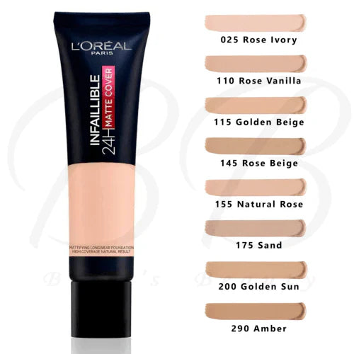 LOreal Paris Infallible 24H Matte Cover Liquid Foundation - 110 Rose Vanilla