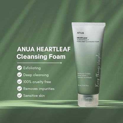 ANUA HEARTLEAF SUCCINIC PORE DEEP CLEANSING FOAM KOREA150ml