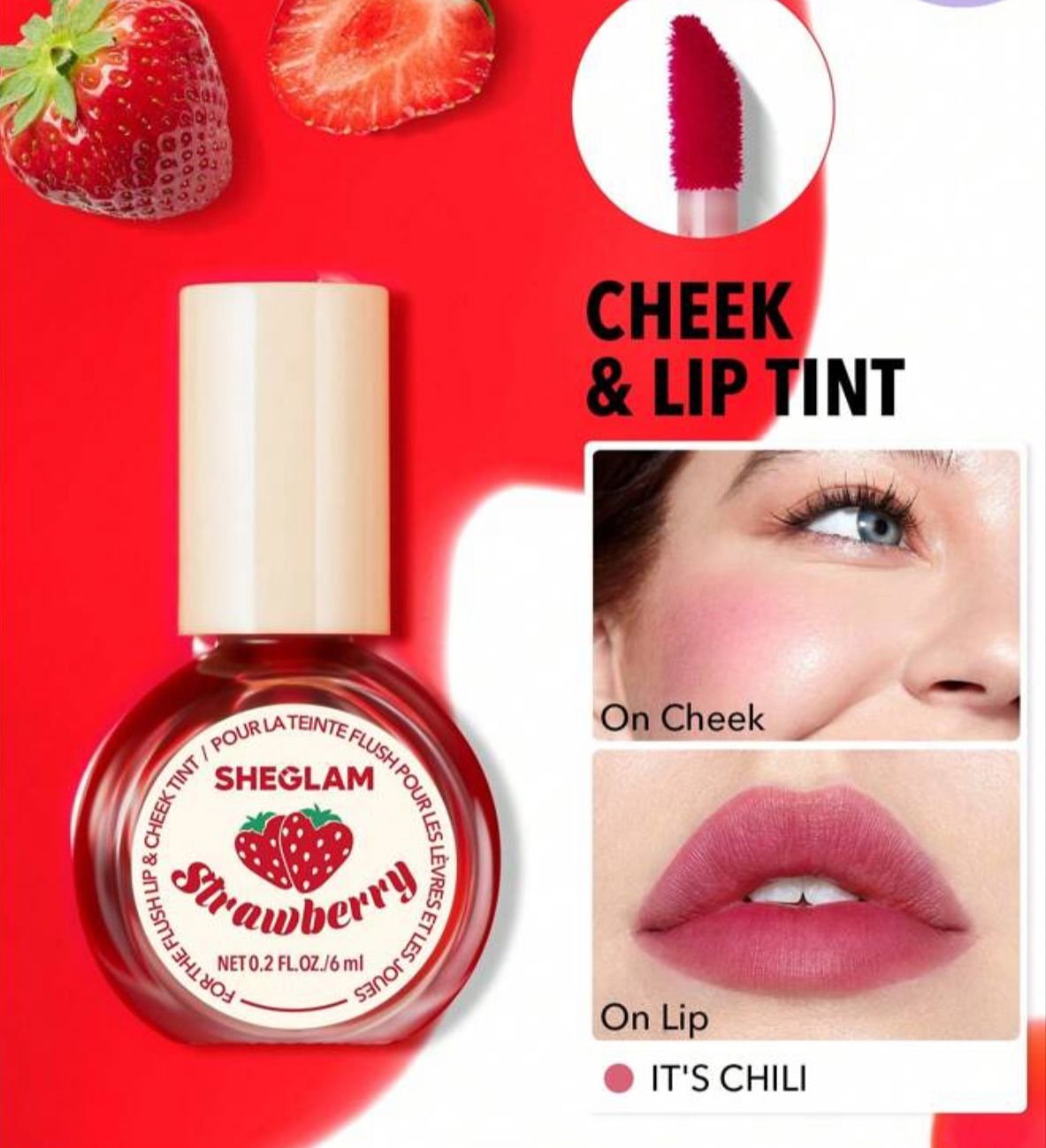 Sheglam Lip &amp; Cheek Tint-( Strawberry )(It's Chili )
